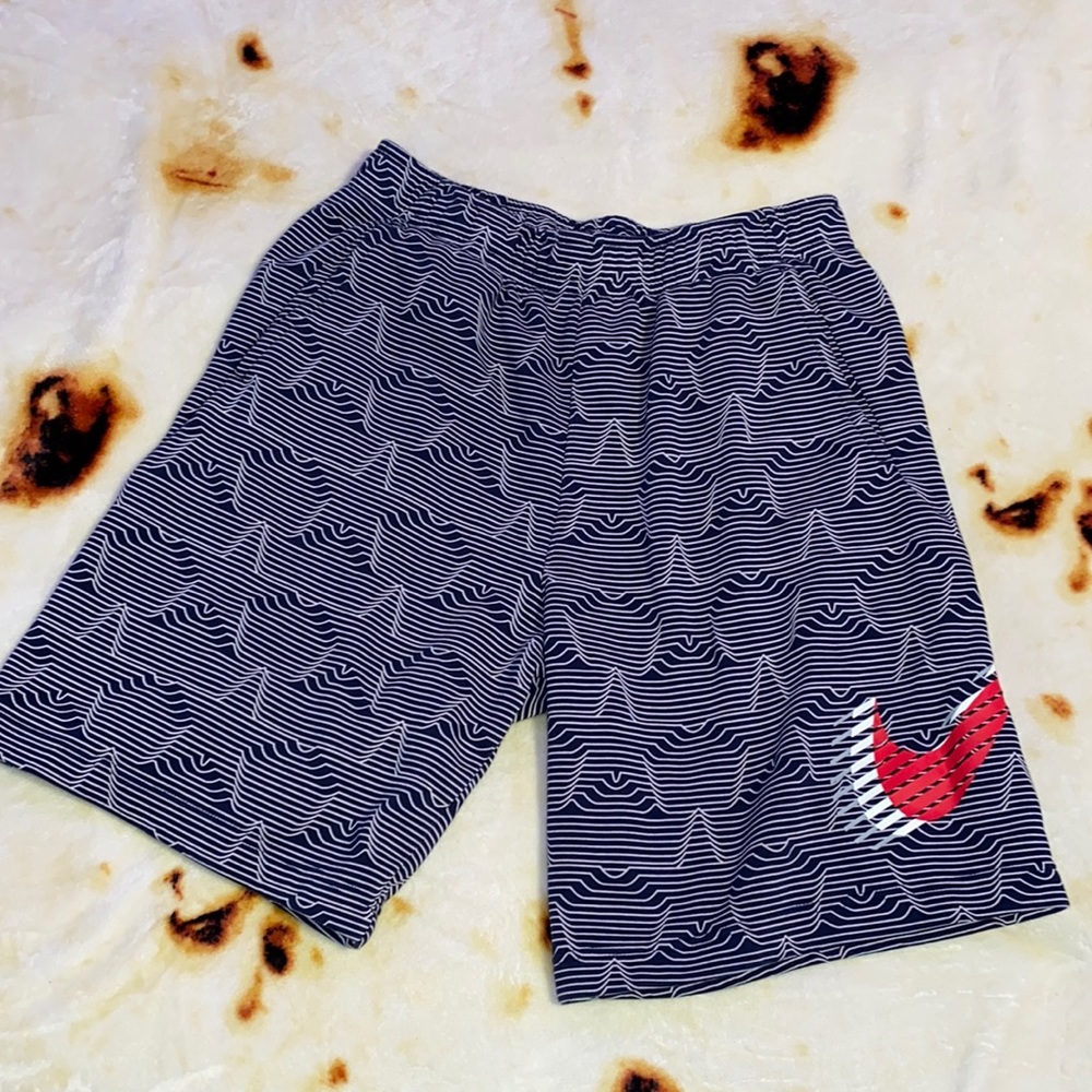 I am selling a Pair of Nike shorts. The color is Navy blue with white lines.